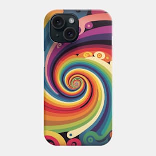 Retro 70s Colorful Rainbow Swirl Abstract Art Design for Girls Women Phone Case