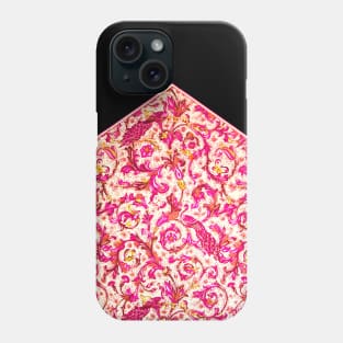 FLORENTINE RENAISSANCE FLOWERS Peacocks ,Butterflies.Red Floral Swirls, Leaves Phone Case