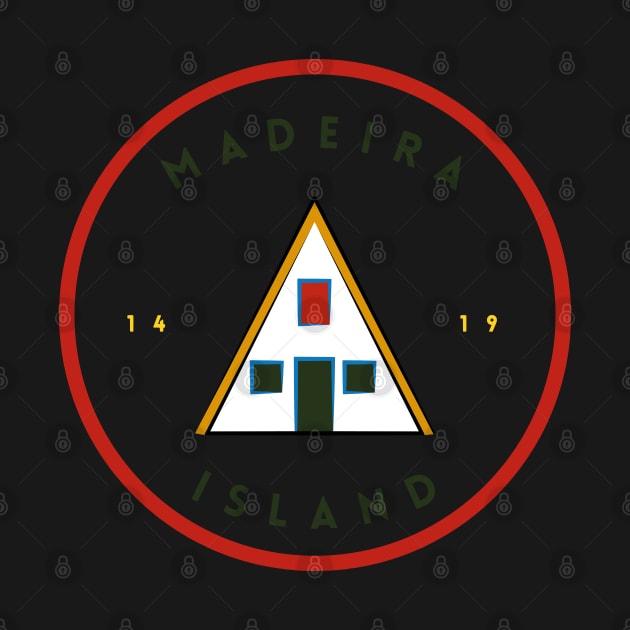 Madeira Island 1419 logo with the traditional Santana house in colour by Donaby