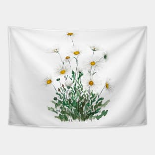 white Margaret daisy watercolor Tapestry