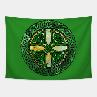 Green and Gold - Celtic Knot Shield Tapestry