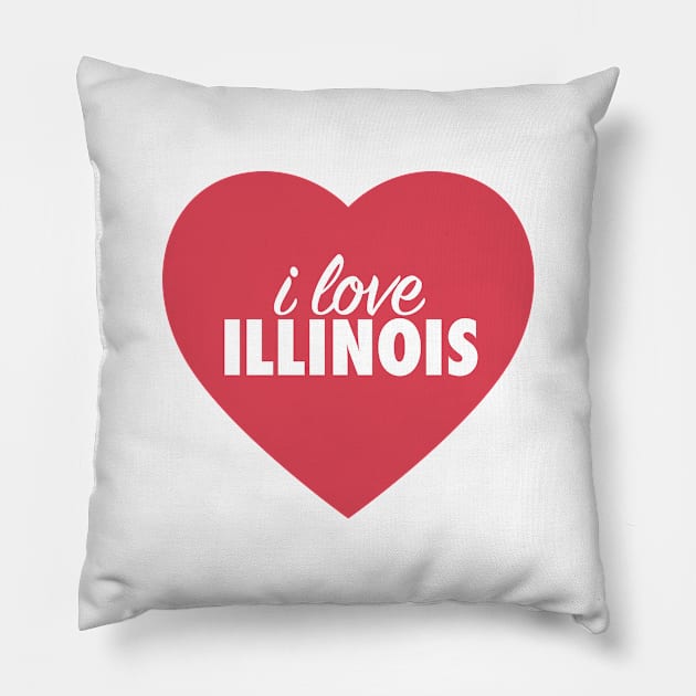 I Love Illinois In Red Heart Pillow by modeoftravel