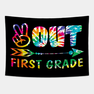 Peace out First Grade Tie Dye Design Matching Gift for First Grade Graduates, Parents and Teachers Tapestry