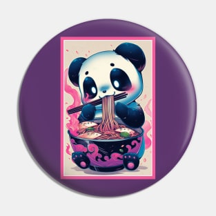 Anime Cute Panda eating Ramen | Cute Anime Panda Kawaii Design Pin