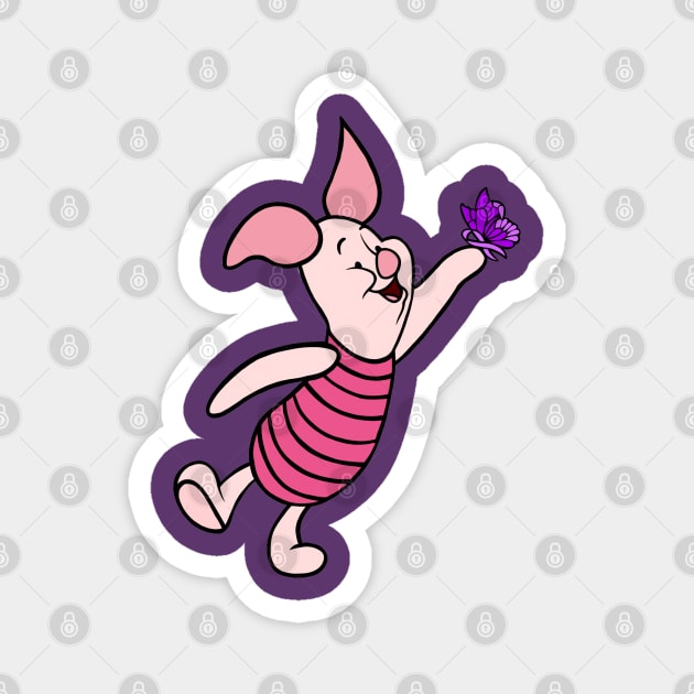 Little Pig with Awareness Ribbon Butterfly (Purple) Magnet by CaitlynConnor