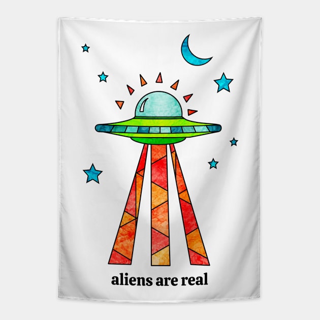 Aliens Are Real Tapestry by Kelly Louise Art