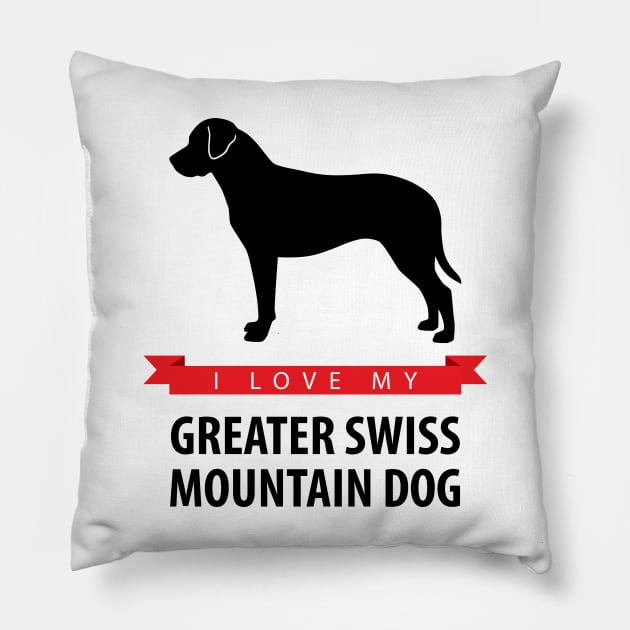 I Love My Greater Swiss Mountain Dog Pillow by millersye