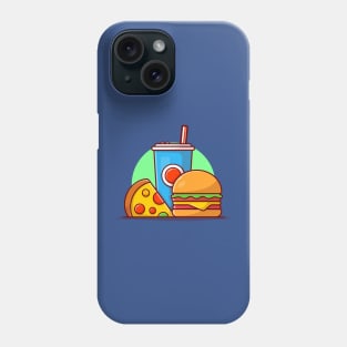 Burger, Pizza And Soda Cartoon Vector Icon Illustration (2) Phone Case