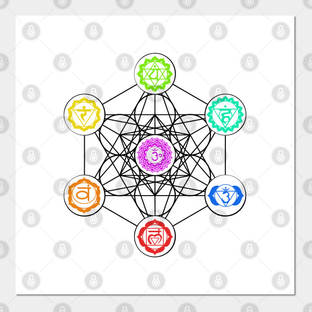 Metatrons Cube Chakras Chakra Affiche Et Impression D Art Teepublic Fr