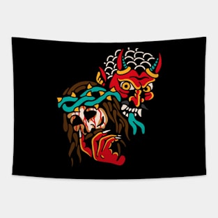 Devil jesus mask Tapestry