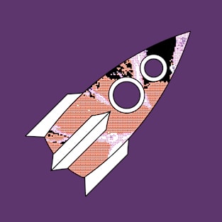 Rocket Ship Lofi Glitch Art T-Shirt