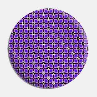 1970s Retro Inspired Polyhedral Dice Set and Leaf Seamless Pattern - Purple Pin