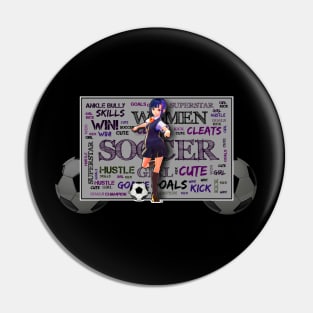 Anime Girl Soccer Pin