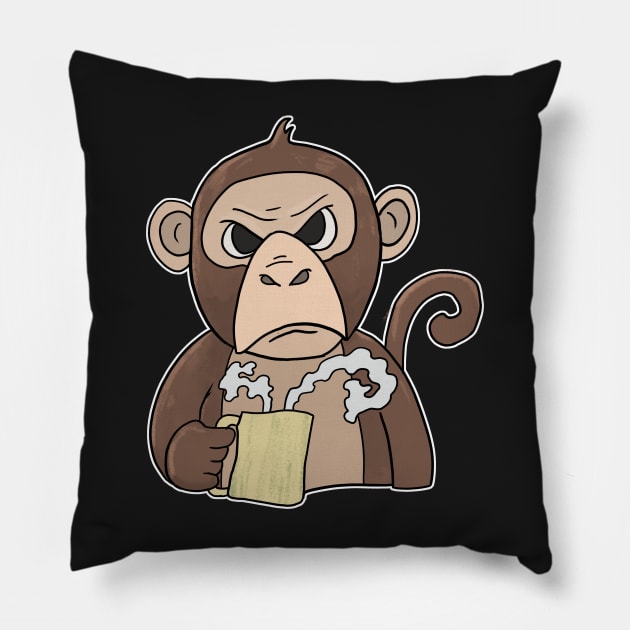 Grumpy little monkey with Coffee Morning Grouch Pillow by Mesyo