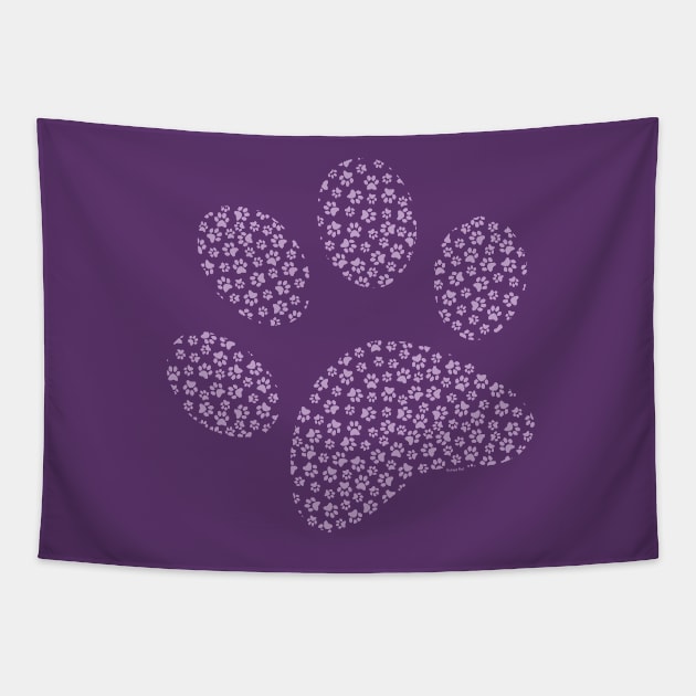 Purple Cat Paw Pattern Tapestry by Destroyed-Pixel