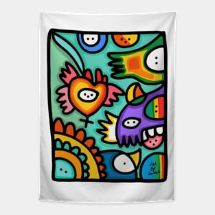 Colorful Cool Graffiti Creatures Tapestry