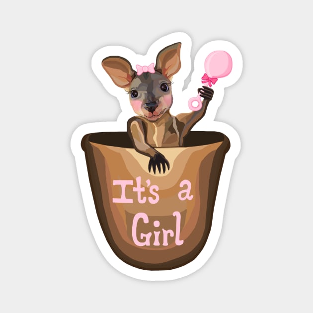 Kangaroo Baby: It's a Girl Magnet by Art by Deborah Camp