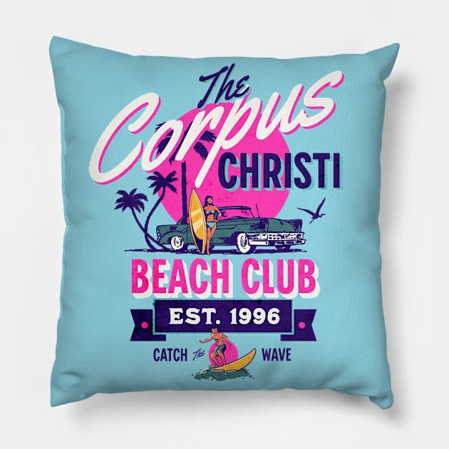 Corpus Christi Beach Club Pillow by TheCraftyDrunkCo