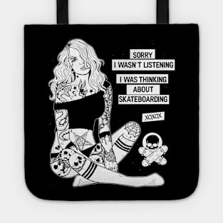 thinking about skateboarding Tote