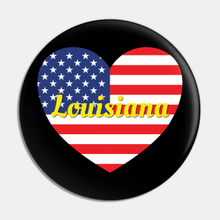 Louisiana American Flag Heart Pin