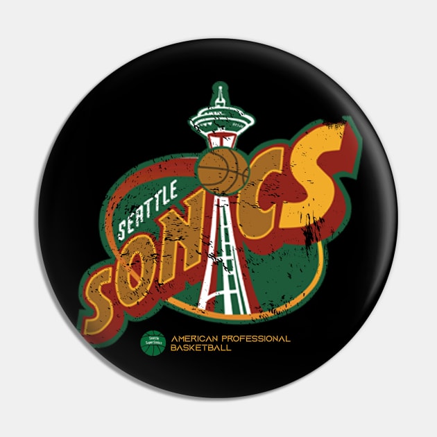 Sonics Basket Seattle Pin by Doxie Greeting
