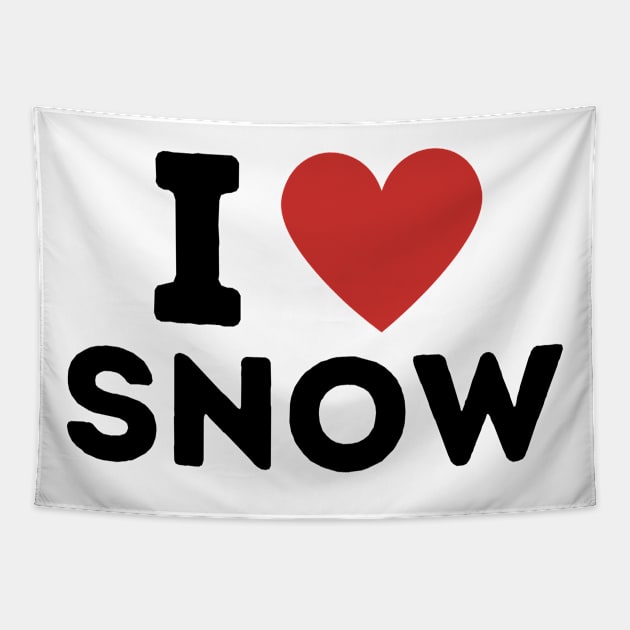 I Love Snow Simple Heart Design Tapestry by Word Minimalism