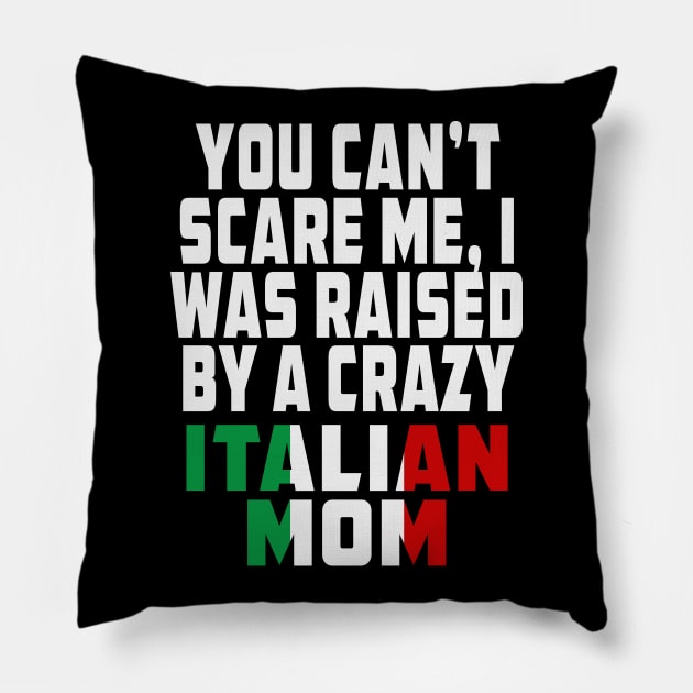 You Cant Scare Me I Was Raised By A Crazy Italian Mom Pillow by Rosemarie Guieb Designs