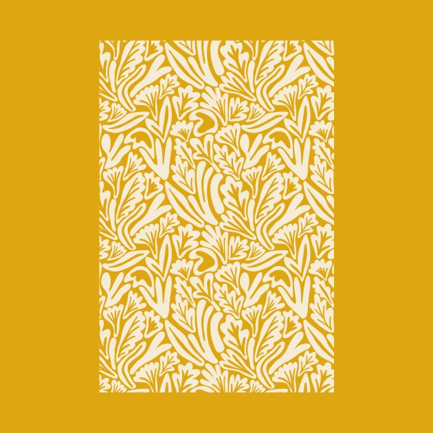 Abstract boho leaf and flower pattern in mustard yellow by Natalisa