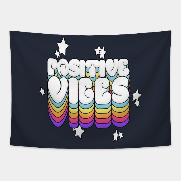 Positive Vibes - Typographic Design Tapestry by DankFutura