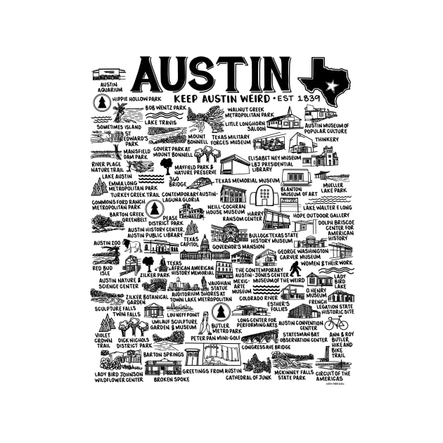 Austin Texas Map by fiberandgloss