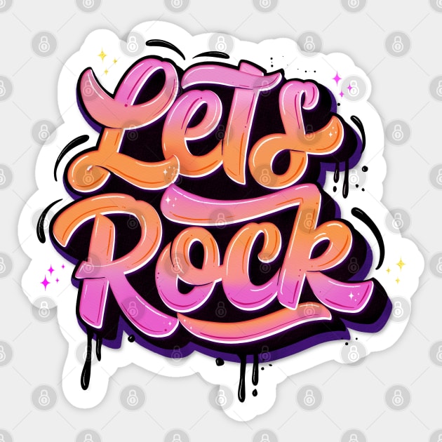 Sticker Let's Rock, Stickers Punk, Autocollants