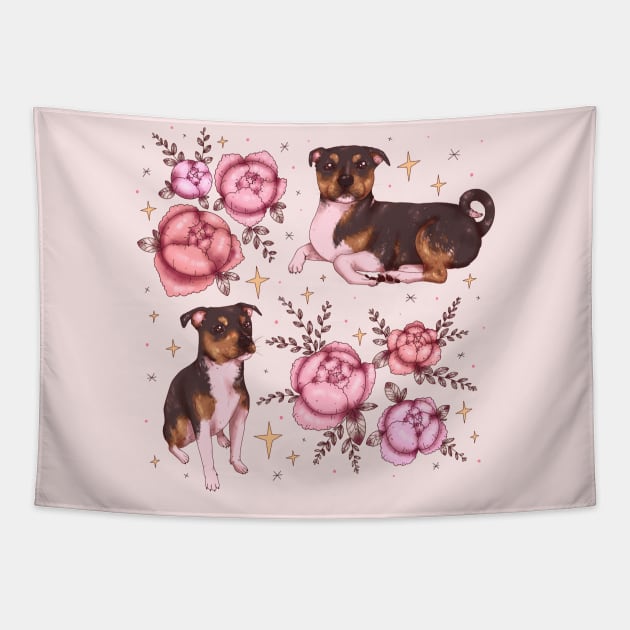 Puppy&Flowers Tapestry by chiaraLBart