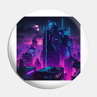 Cyberpunk Retrowave Cityscape Pin