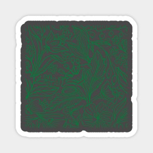 Green Flowers & Leaf Pattern Magnet