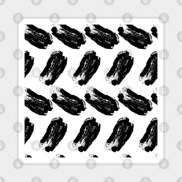 Black bold strokes on a white background Magnet by grafinya