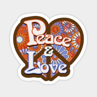 Retro Peace and Love Vintage Heart Magnet