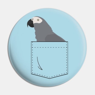 African Grey Parrot In Your Front Pocket Pin