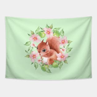 Squirrel and flowers Tapestry