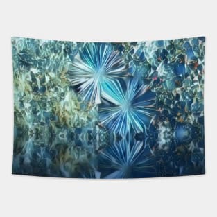 Etched glass dreamy cobalt blue flowers Tapestry