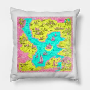 Hand -drawn old treasure map Pillow