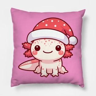 Kawaii Santa Axolotl Pillow