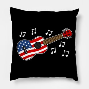 4th July Ukulele USA Flag Ukulelist Pillow