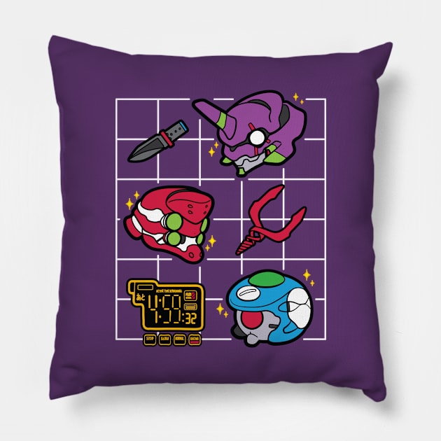 Evangelion Kawaii EVA Units Pillow by Bleissu