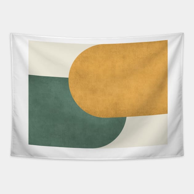 Half Circle Colorblock - Gold Green Tapestry by moonlightprint