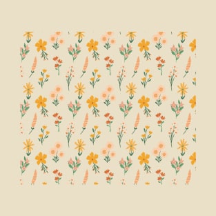 Orange Floral Pattern T-Shirt