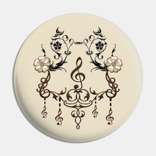 Music, decorative clef Pin