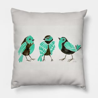 finches turquoise Pillow