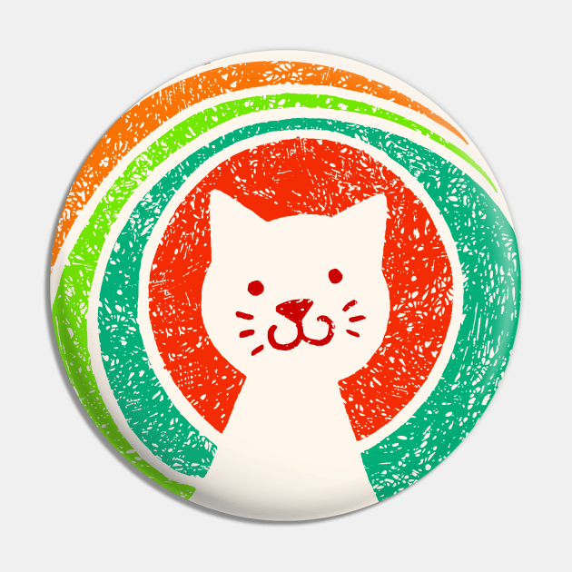 Open Source Cat Face Rainbow Colors On Light Back Pin by GeeTee