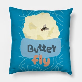 BUTTER FLY BUTTERFLY FUNNY ILLUSTRATION Pillow