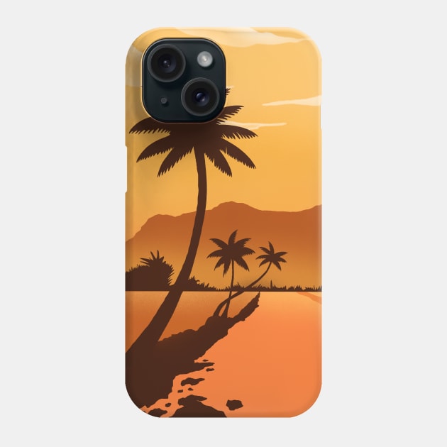 Warm Yellow Sunset Tropical Beach Phone Case by Trippycollage